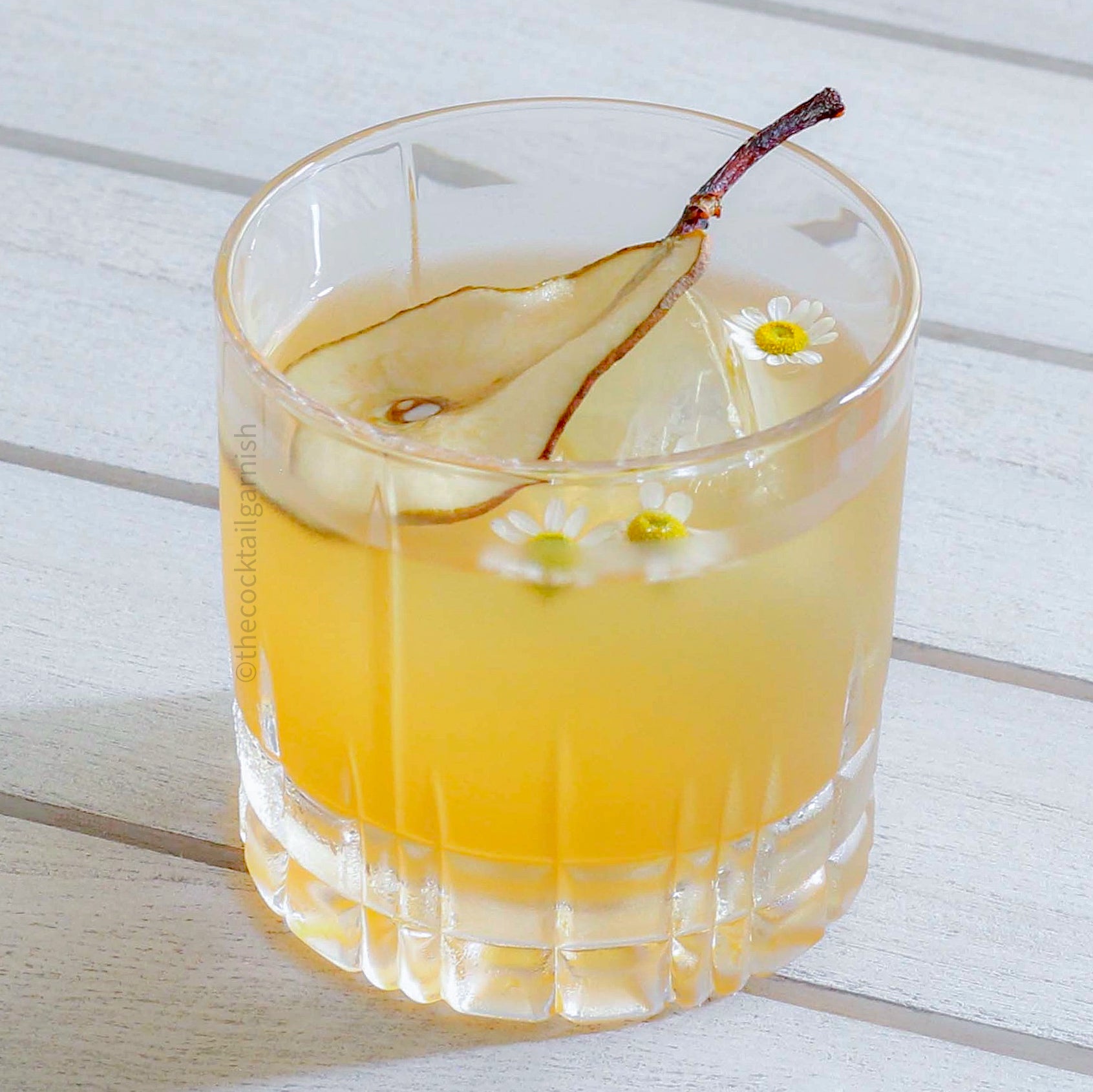 Pear Cocktail Garnishes in Cognac and Whiskey Cocktail