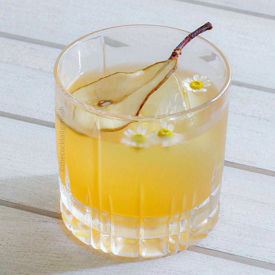 Pear Cocktail Garnishes in Cognac and Whiskey Cocktail